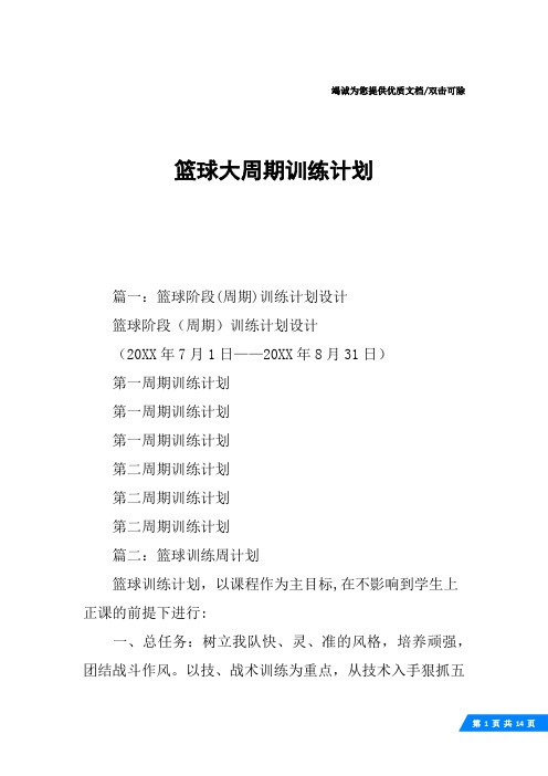 篮球大周期训练计划