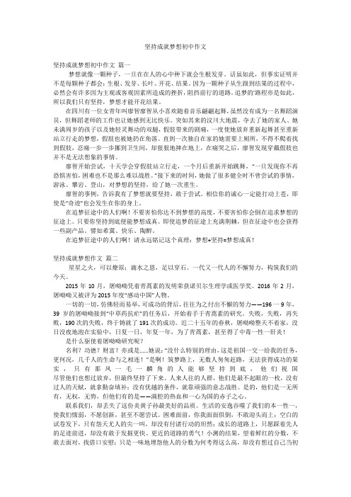 坚持成就梦想初中作文