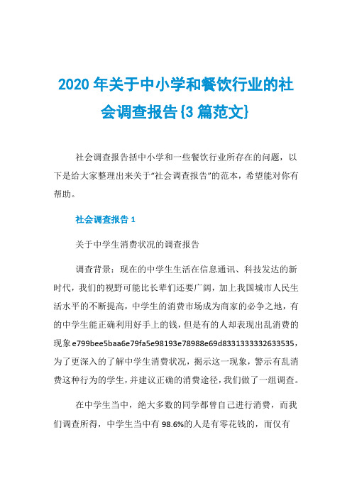 2020年关于中小学和餐饮行业的社会调查报告{3篇范文}