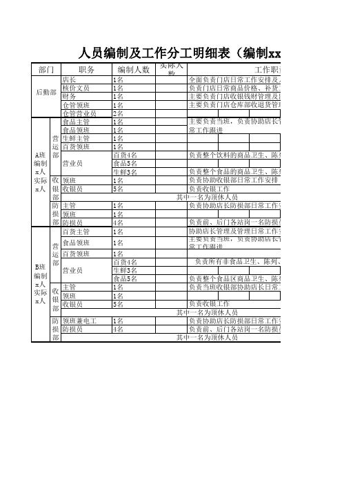 人员编制分工明细