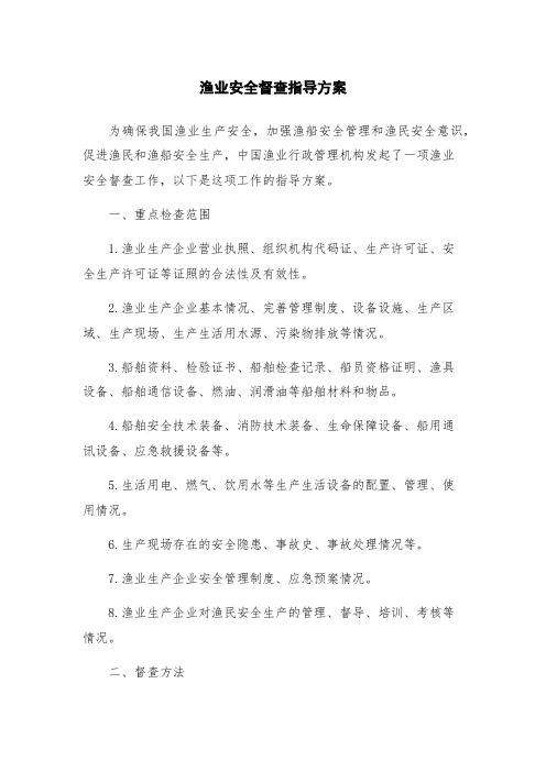 渔业安全督查指导方案