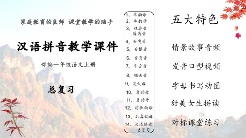 2022年人教部编版语文一年级上册汉语拼音教学总复习课件