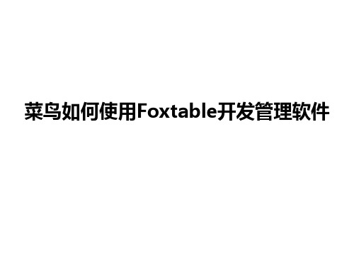 菜鸟学习Foxtable开发