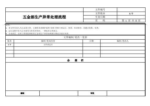 五金部生产异常处理流程