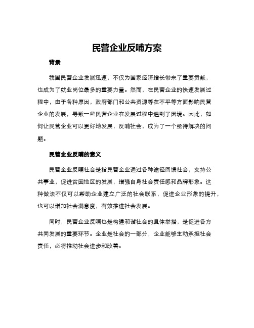 民营企业反哺方案