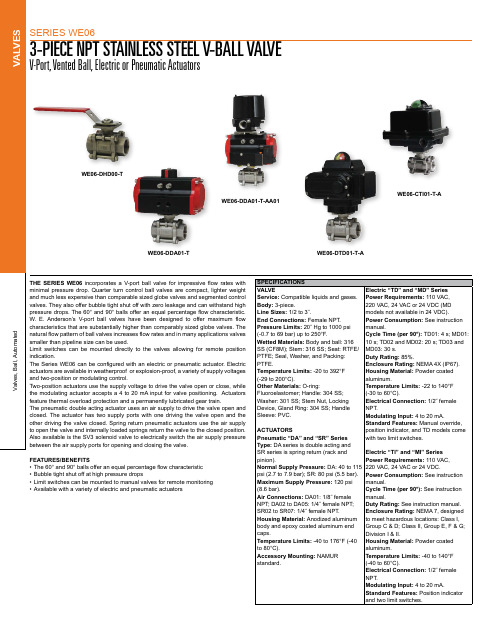 W. E. Anderson 产品说明：Series WE06 V-Ball 螺纹钢阀门说明书