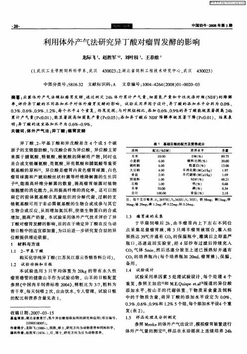 利用体外产气法研究异丁酸对瘤胃发酵的影响