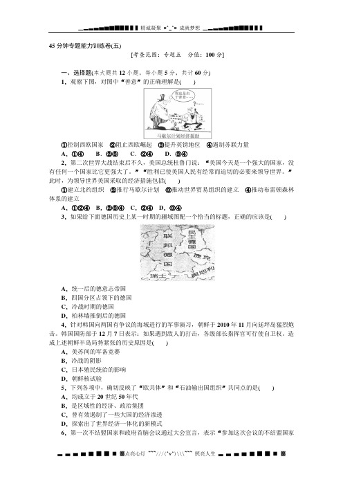 高考一轮复习人民版历史 45分钟专题能力训练卷(五)