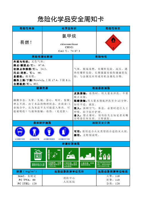 氯甲烷-危险化学品安全周知卡