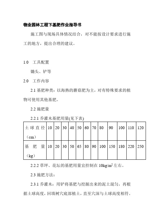 物业园林工程下基肥作业指导书