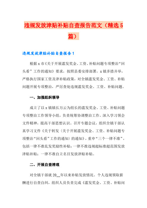 违规发放津贴补贴自查报告范文(精选5篇)