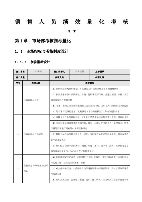 销售人员绩效量化考核