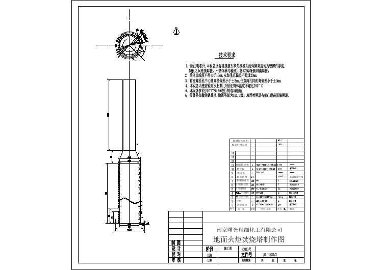 地面火炬焚烧结构图和施工图