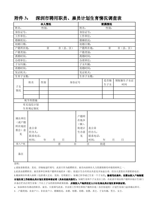 拟引进人员计划生育情况调查表.doc