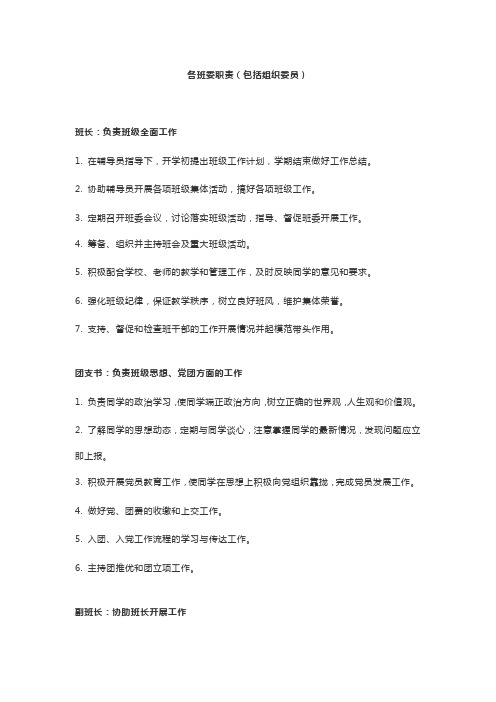 组织委员职责大学