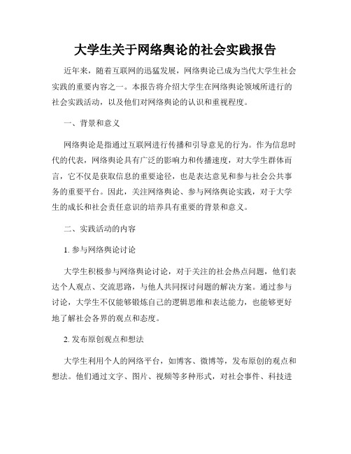 大学生关于网络舆论的社会实践报告