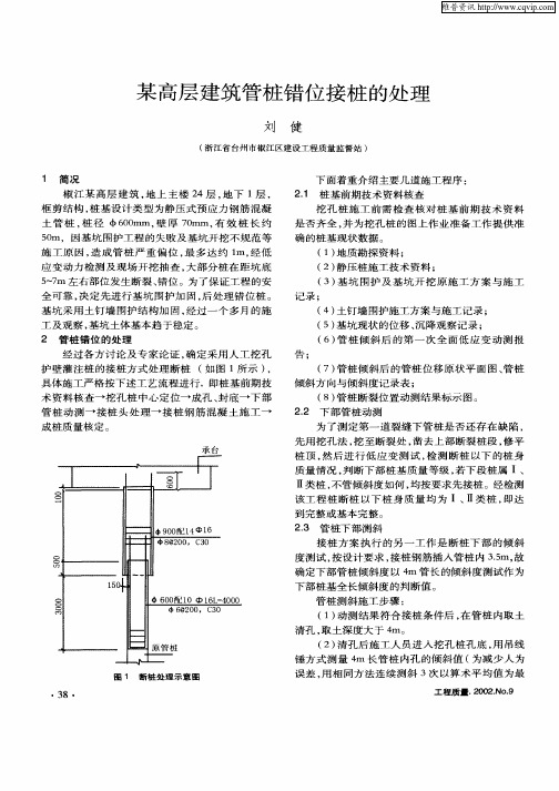 某高层建筑管桩错位接桩的处理