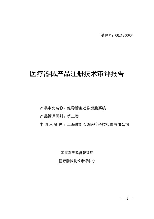 医疗器械产品注册技术审评报告