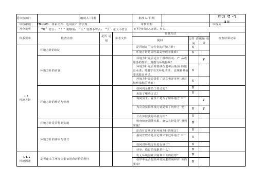 环境体系内审检查表