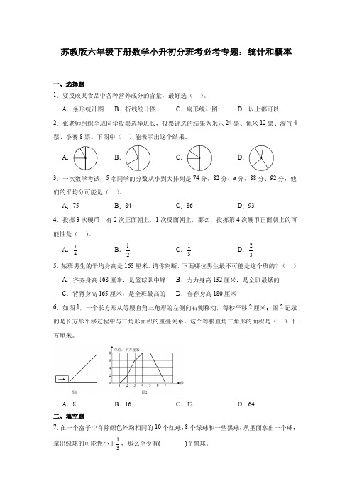 苏教版六年级下册数学小升初分班考必考专题：统计和概率