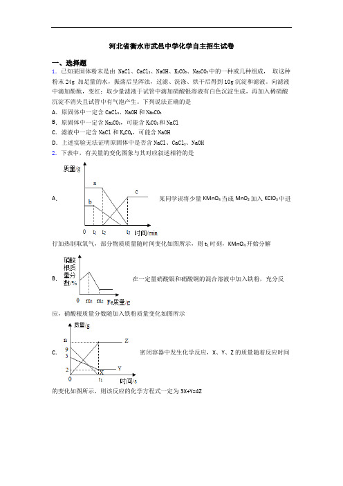 河北省衡水市武邑中学化学自主招生试卷