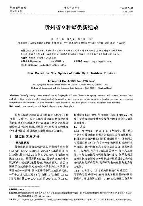 贵州省9种蝶类新纪录