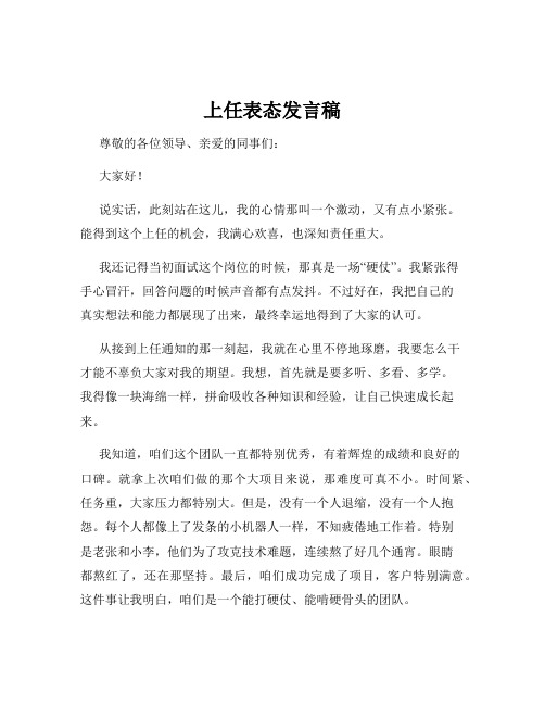 上任表态发言稿