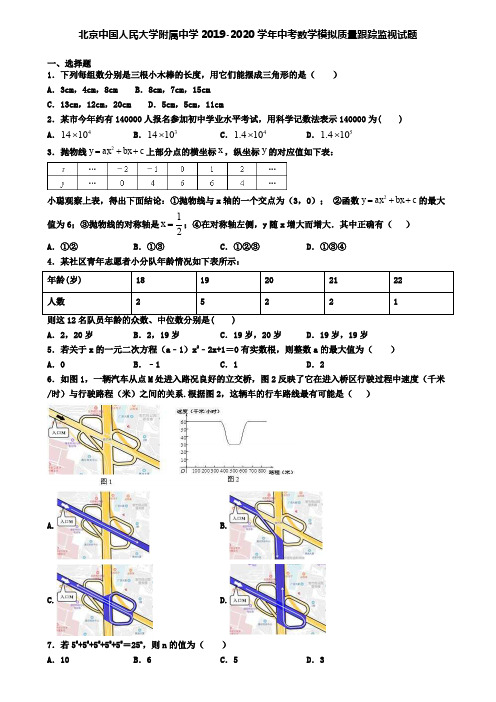 北京中国人民大学附属中学2019-2020学年中考数学模拟质量跟踪监视试题