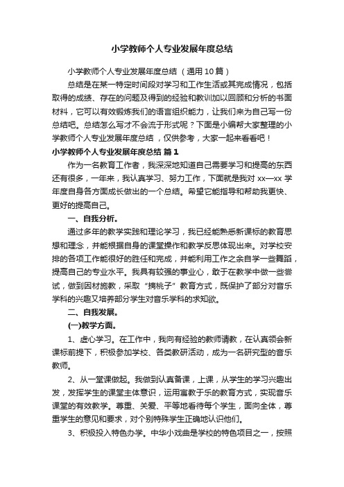 小学教师个人专业发展年度总结