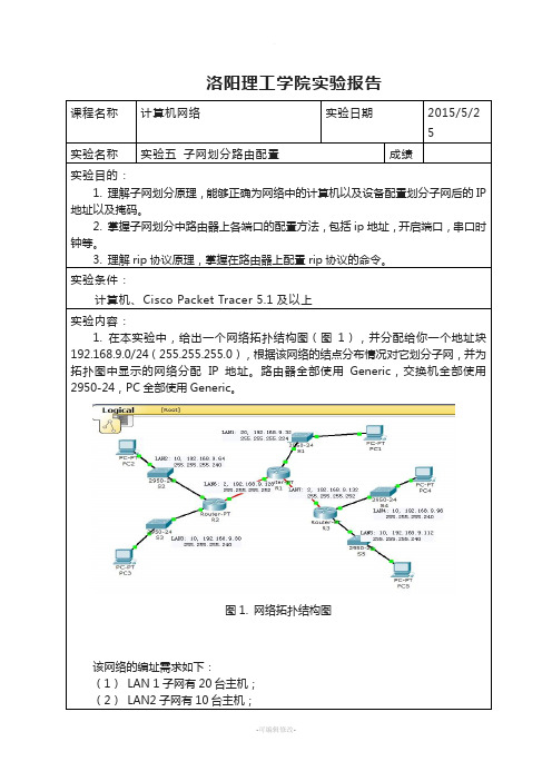 实验5子网划分路由配置