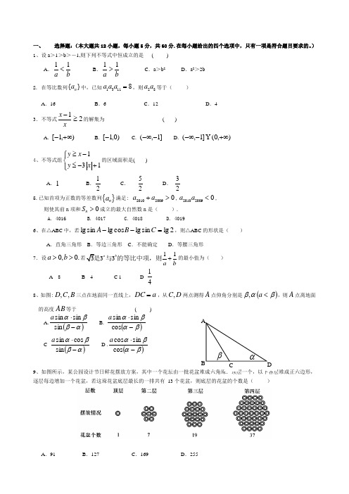 高二数学必修5期末测试卷【精品】