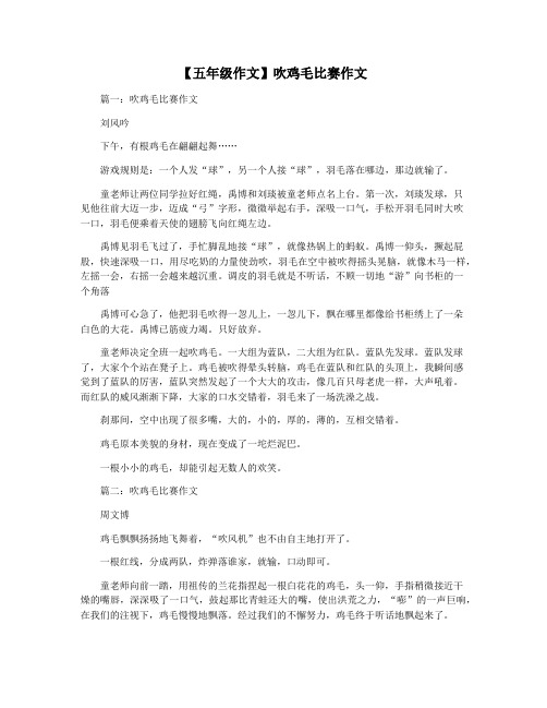 【五年级作文】吹鸡毛比赛作文