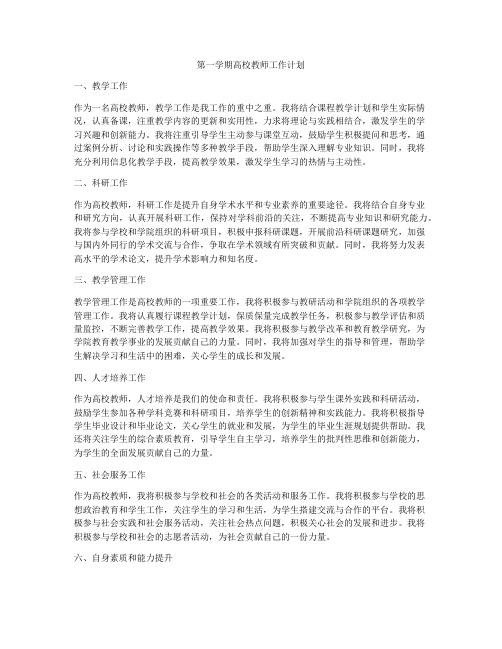 第一学期高校教师工作计划