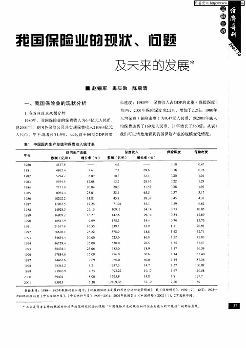 我国保险业的现状、问题及未来的发展