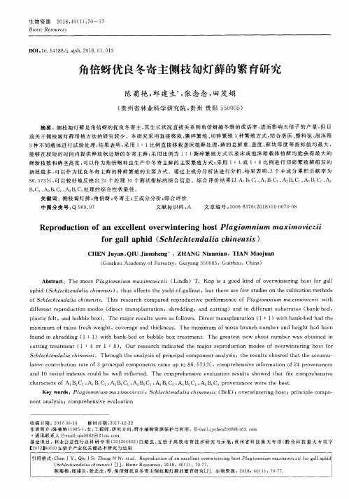 角倍蚜优良冬寄主侧枝匐灯藓的繁育研究