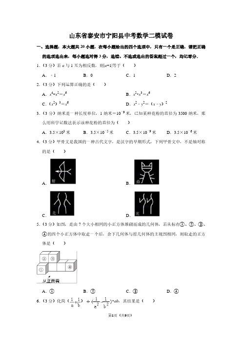 山东省泰安市宁阳县中考数学二模试卷