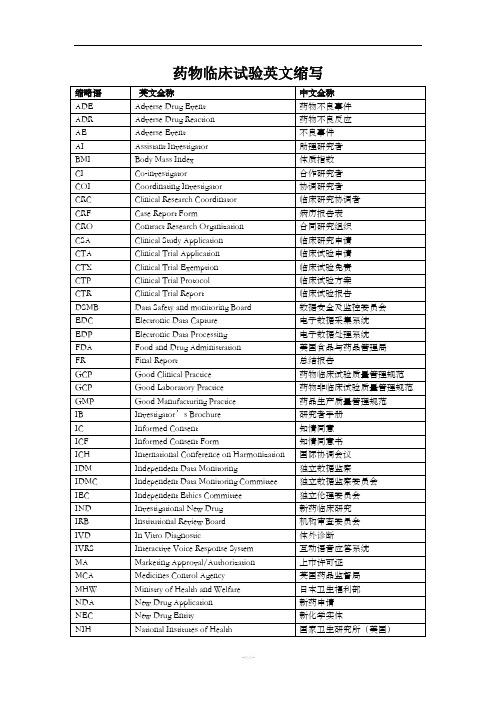 药物临床试验英文缩写39902