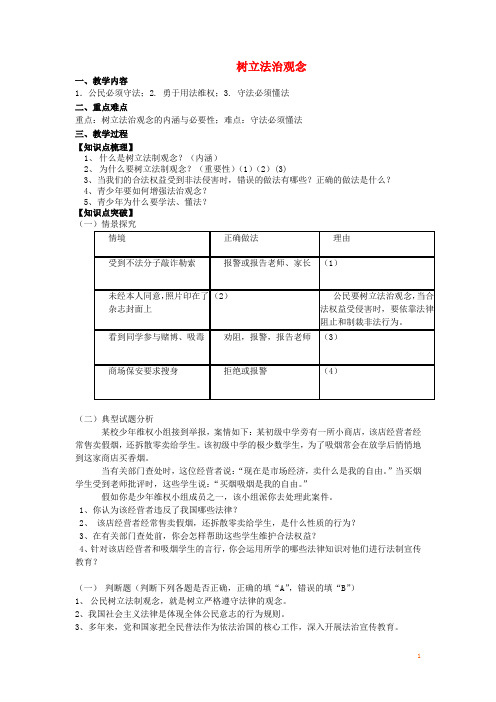 江苏省镇江市九年级政治全册 第三单元 崇尚法律 第6课