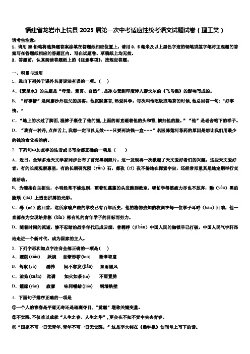 福建省龙岩市上杭县2025届第一次中考适应性统考语文试题试卷(理工类)含解析