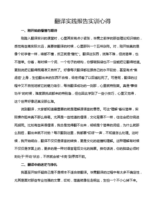 翻译实践报告实训心得