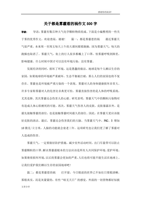 关于都是雾霾惹的祸作文500字