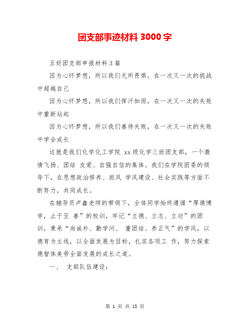 团支部事迹材料3000字