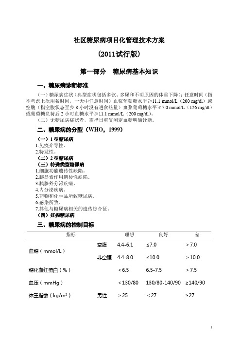 社区糖尿病项目化管理技术方案