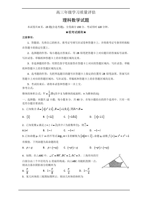 济南市2019届高三上学期期末考试试题(数学理)