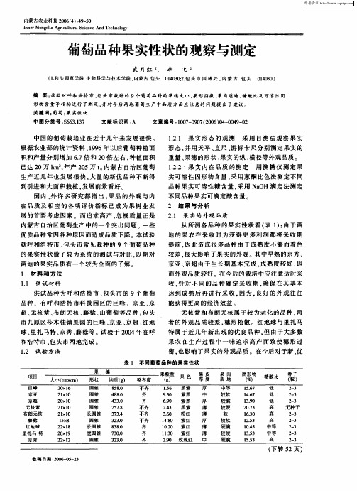 葡萄品种果实性状的观察与测定