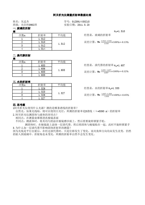 阿贝折光仪折射率测量