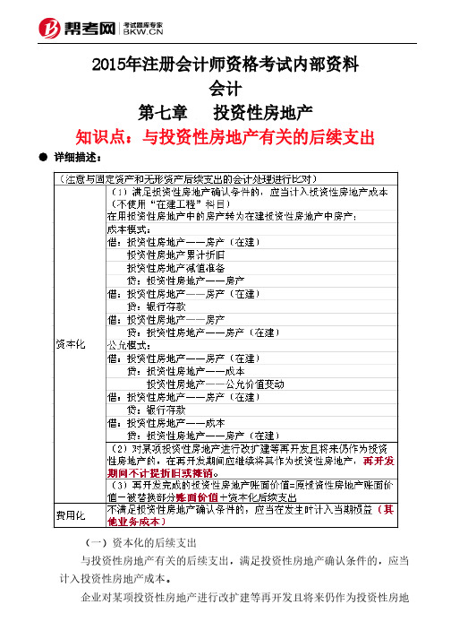 第七章投资性房地产-与投资性房地产有关的后续支出