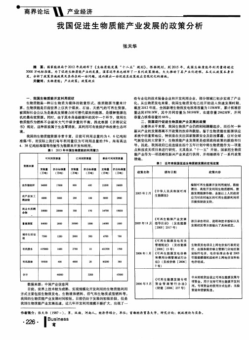 我国促进生物质能产业发展的政策分析