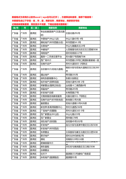 2020新版广东省广州市荔湾区房屋中介工商企业公司商家名录名单黄页联系电话号码地址大全412家