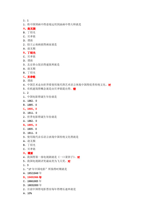 艺术导论(彭吉象)尔雅网络课习题及答案